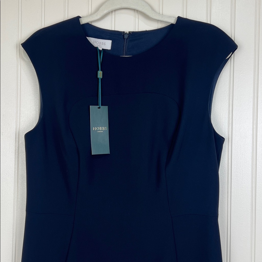 NWT Hobbs London Women’s Cait Cap Sleeve Sheath Navy Dress Size 8 - Picture 2 of 11